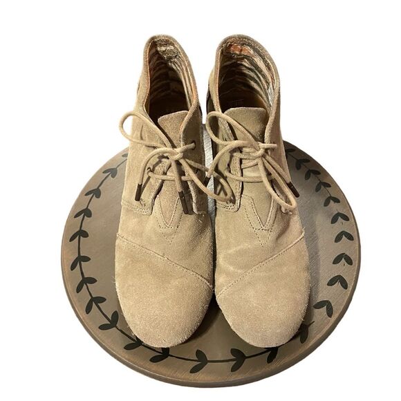TOMS Tan Desert Wedge Ankle Lace Up Bootie Women's Size 8.5 - Picture 3 of 11